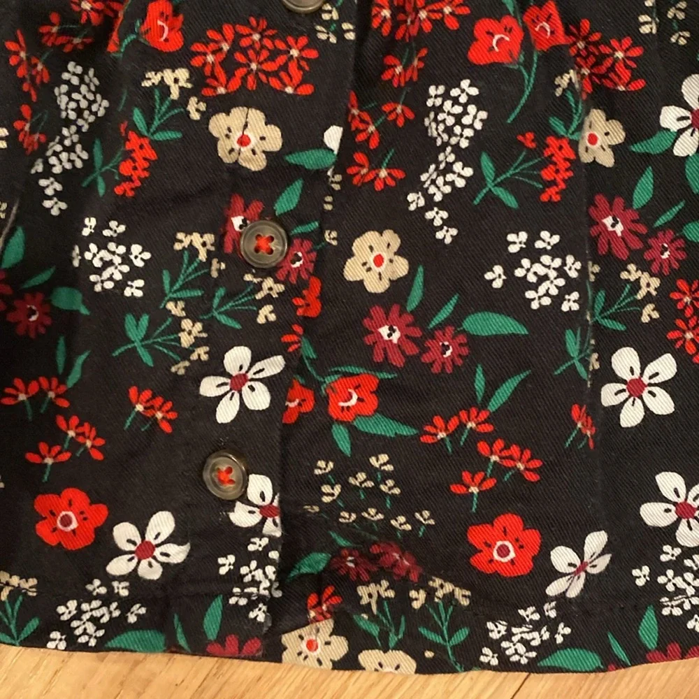Carters Baby girl long sleeve floral black Red Green top & red leggings 9 mom
